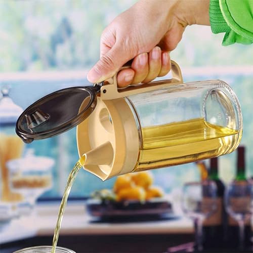 Olive Oil Vinegar Syrups Bottle Dispenser Cruet (Beige-550ml)