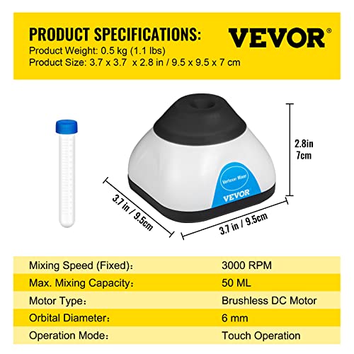 Vortex Mixer 3000RPM Mini Vortex Mixer Shaker (Black)