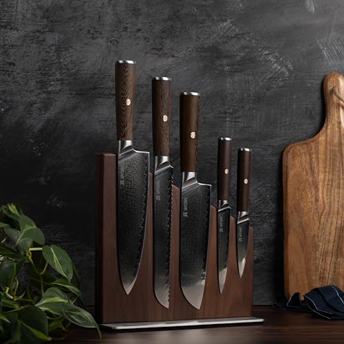 Magnetic Kitchen Knife Block Set 6 Pcs (Espresso / 6-Piece)