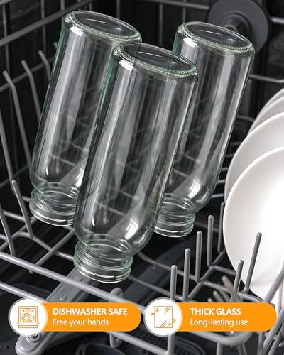 10 oz Glass Juice Bottles with Stainless Steel Gold Lid Leak Proof