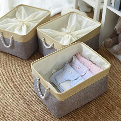 Storage Baskets for Organizing (Gold&Grey / 3PCS/X Large -17.7Lx13.8Wx9.8H)