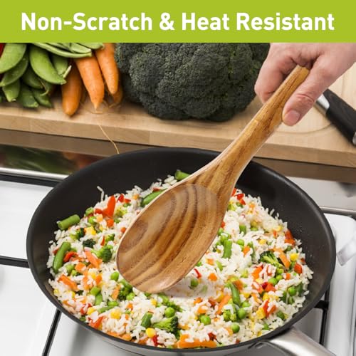3 Pcs Non Toxic Wood Serving Spoons Set for Cooking Mixing Kitchen Utensils (3 Pcs Spoons)