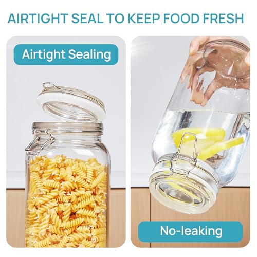 78oz Glass Food Storage Jars with Airtight Clamp Lids