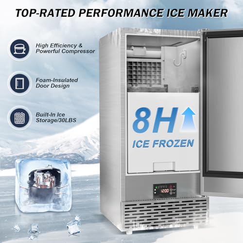 Under Counter Ice Maker Machine (120LBS/DAY-Foam Door)