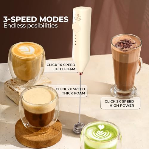 Rechargeable Milk Frother Handheld (Zulay Dynamic Cream & Gold / Rechargeable Z1 Motor Max)