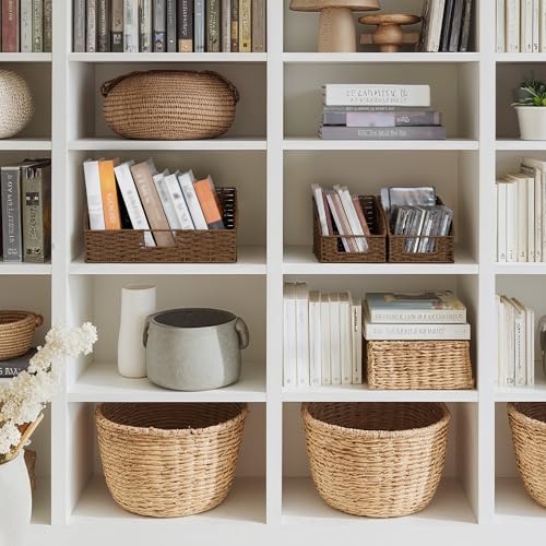 Pantry Storage Baskets (Dark Brown(Paper Rope) / 17"L x 11"W x 7½"H + 2x 7½"L x 9½"W x 6¾"H)