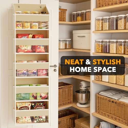 2 Pack Over The Door Organizer with 5 Large Pockets and 10 Mesh Side Pockets (2 Pack / Beige)