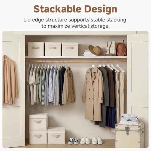 Storage Bins with Lids (Cream White / Large)