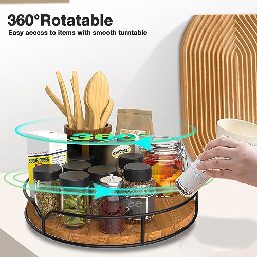 Lazy Susan Turntable Organizer for Cabinet Pantry Kitchen Countertop Refrigerator Cupboard (Carbonized Black / 9'')