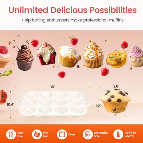 Silicone Muffin Pans for Baking 1 Pack (Standard: 12 Cups)