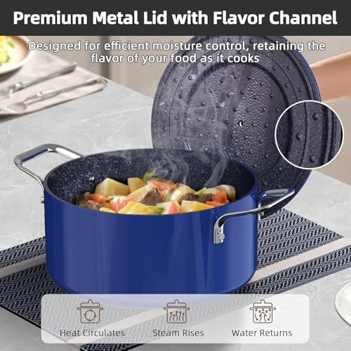 Lux 13pc Forged Lightweight Nonstick Ceramic Cookware Set (Blueberry)