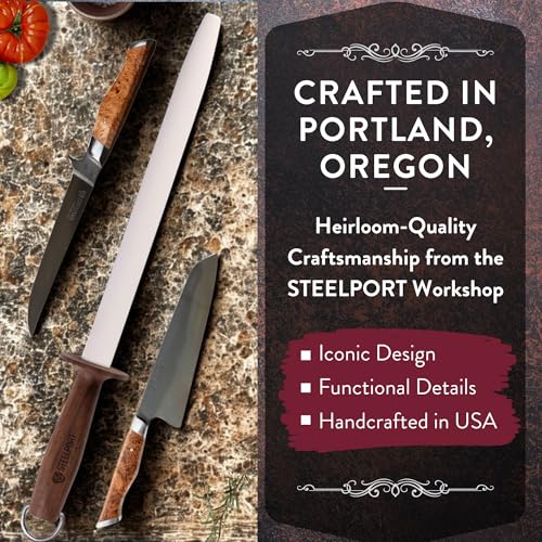 12" Oval Ceramic Honing Rod for Carbon & Stainless Steel Knives