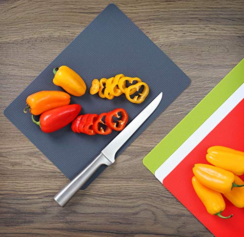 Heavy Duty Grippmat Flexible Cutting Board Set of Four (8 x 11 inches / Gray, Red, White and Green)