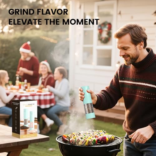 Electric Salt and Pepper Grinder Set (Mint Green)