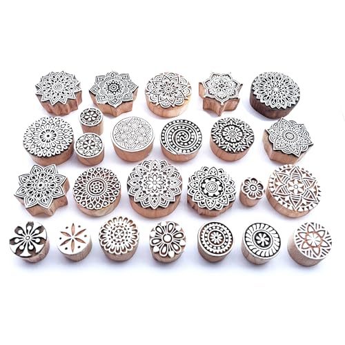 Round Mandala Wooden Block Printing Stamps (25 Pcs / Bulk01_25g)
