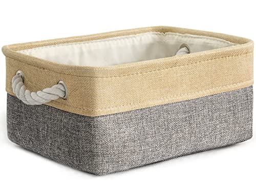 Small Storage Bins Basket (Gold&Grey / Small -11.8Lx7.9Wx5.2H)