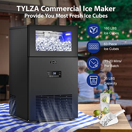 15 Inch Wide Commercial Ice Maker Machine Under Counter Black