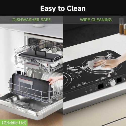 Double Induction Cooktop with Removable Griddle Pan Non (Black)