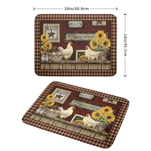 Vintage Rooster Dish Drying Mat 18x24 Inch Farmhouse Chicken Dish Drainer Pad Microfiber Absorbent Fast Dry Kitchen Counter Accessories (vintage rooster / 18" x 24")