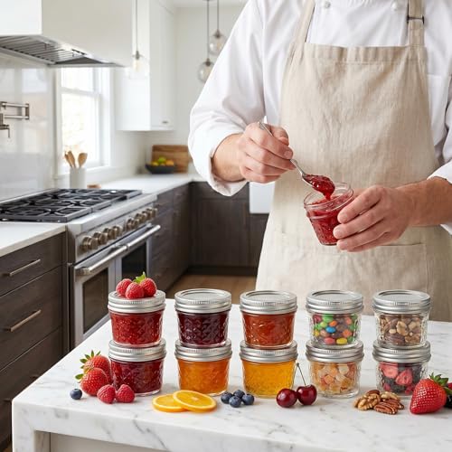 4oz Glass Mason Jars with Airtight Lids (4oz-40pcs-D)