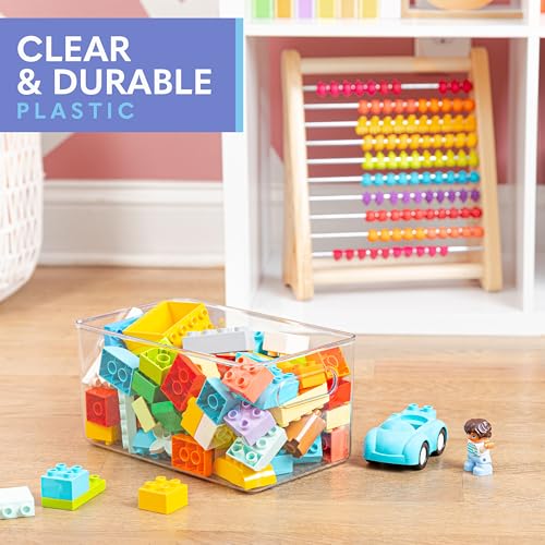Plastic Food Storage 4 Pack Clear Container Bin with Handles for Organizing Kitchen (4 Count)
