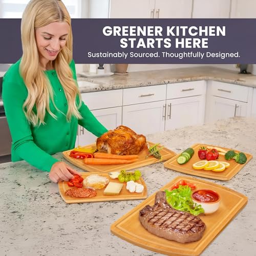 Glue Free Surface™ 2XL Extra Large Bamboo Cutting Board Set of 4 (Glue-Free Surface - Round)