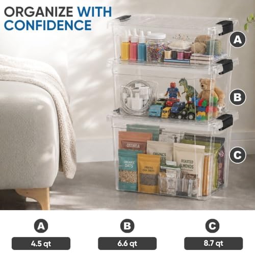 Clear Plastic Storage Bins with Lid (4.5 Quart)