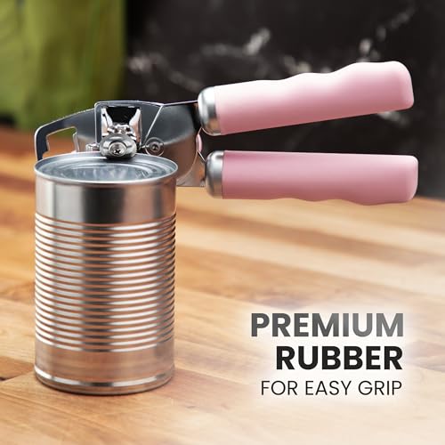 Manual Can Opener Heavy Duty Patented Stainless Steel (Pink / Comfy Grip)