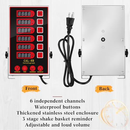 1 Pack Commercial Digital Kitchen Timer for Cooking (6 Channel)