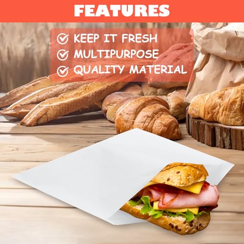 600 Pack Wax Paper Sandwich Bags 8x10 inch Wax Paper Bags (White-600PCS / 8x10 inch)