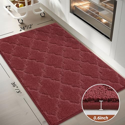 Kitchen Rugs Non Slip Washable 24"x36" (Red / 24"X 36")