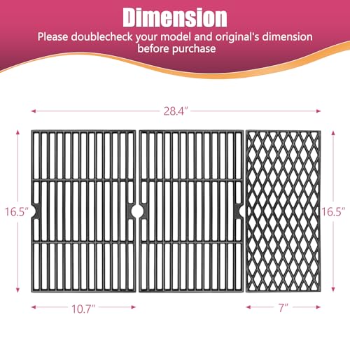 Cast Iron Grill Grates for Dyna glo DGH474CRP DGH483CRP DGF493BNP DGF493PNP (28.4"x16.5")