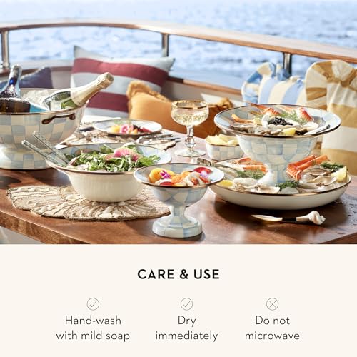 Enamel Abundant Bowl (Sky Check)