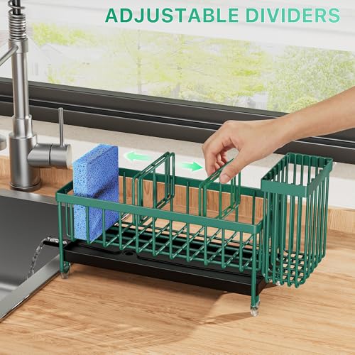 Sponge Holder for Kitchen Sink (Dark Green - 9.25″)