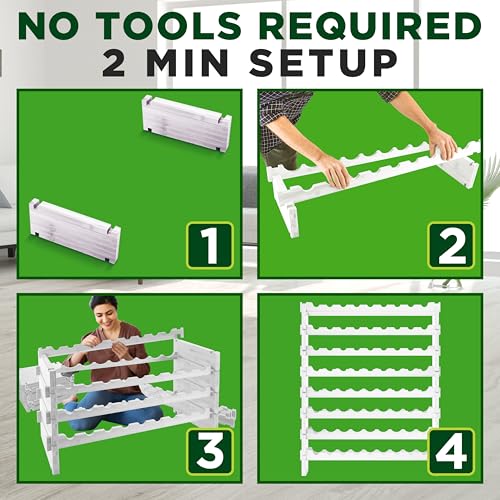72 Bottle Wine Rack Stackable Bamboo Freestanding (72 Bottle - White)