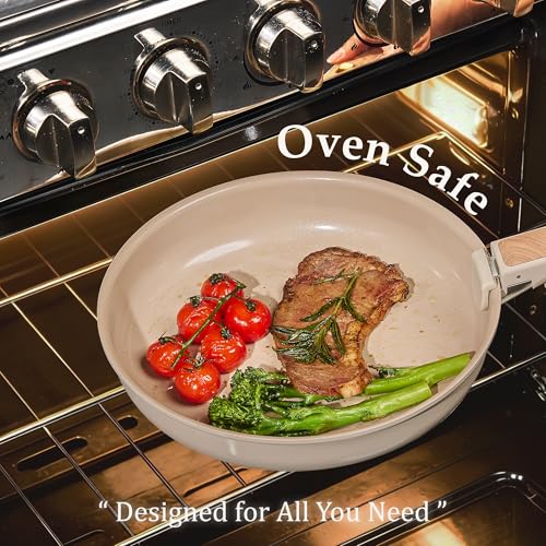 Ceramic Pots and Pans Set (Beech Wood White / 19 Piece)