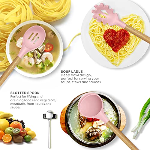 Silicone Kitchen Utensils Set (Pink)