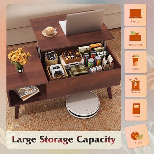 Lift Top Coffee Table with Hidden Storage (Aged Espresso / 39")