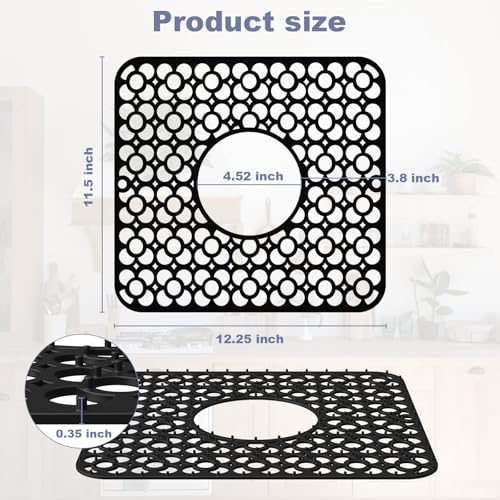 TOOVEM 2PCS Kitchen Sink Mats (11.5 x 12.25 inches Black)