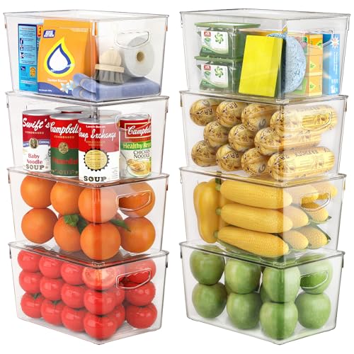 Large Clear Storage Bins with Lids (8 Count)