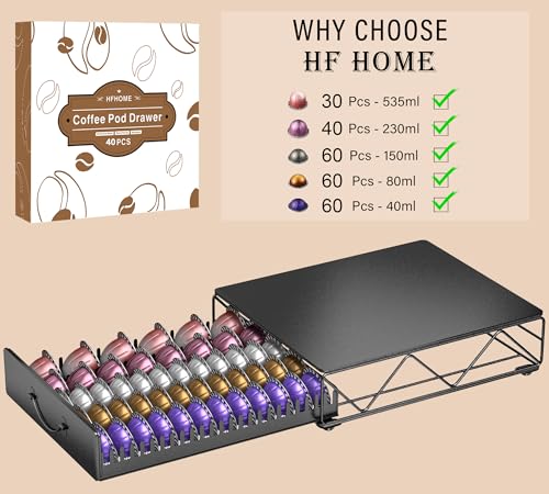 Coffee Pod Holder Drawer Compatible with Nespresso (Black)