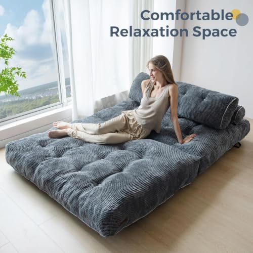 Folding Sofa Bed (Dark Grey / Full)
