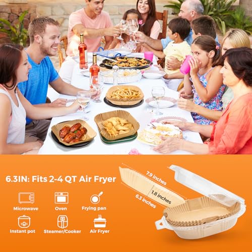 6.3" Square Air Fryer Liners Disposable 200Pcs for 2 (200 Count)