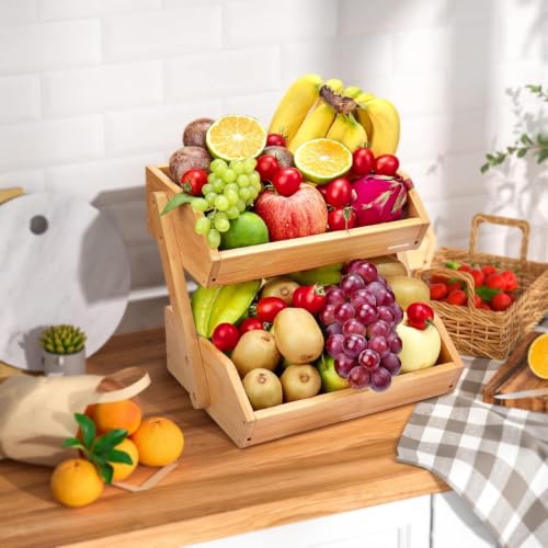 2 Tier Pine Wood Fruit Basket (Pine Wood / 2-Tier)