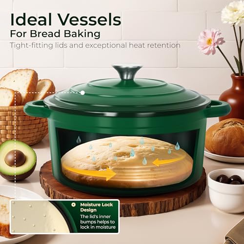 7Pcs Enameled Cast Iron Cookware Sets (7 Pcs - Emerd)