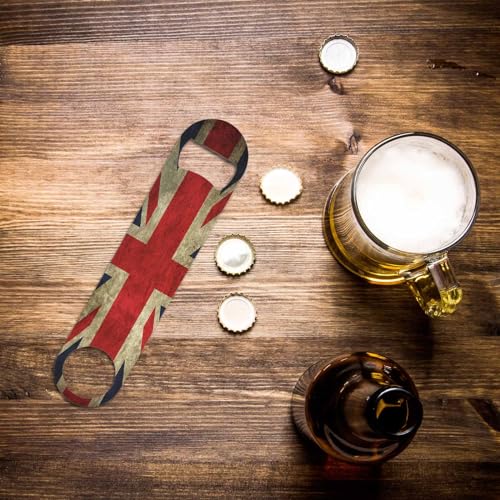 United Kingdom Flag Stainless Steel Bottle Opener Uk British National Flags with Red White Blue Flat Beer Bottle Opener Keychain for Home Kitchen Bar Restaurant Party Birthday Gift (United Kingdom Flag)