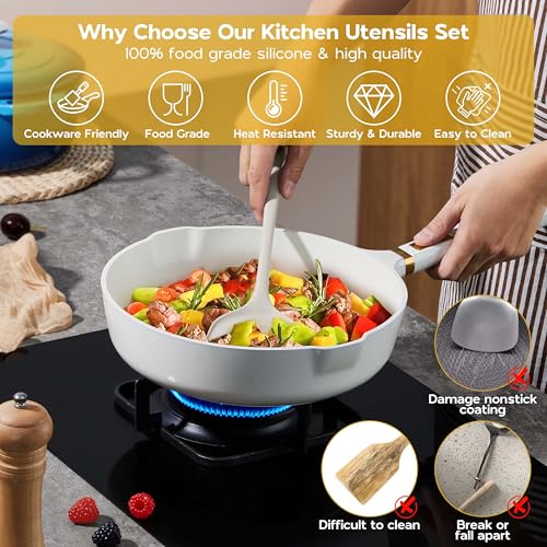 Kitchen Cooking Utensils Set of 10 (White)