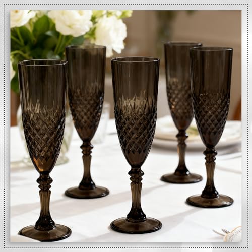 24 Pack Plastic Champagne Flutes (Black)