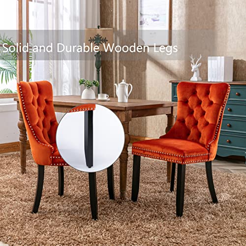 Orange Velvet Dining Chairs Set of 4 (Orange)
