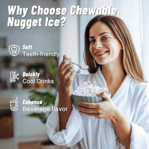 Nugget Ice Maker Countertop with 7Lbs Storage (Nugget Ice Countertop-90LBS/24H)